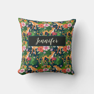 Personalise Beautiful Rainforest Bird Tiger Flower Cushion