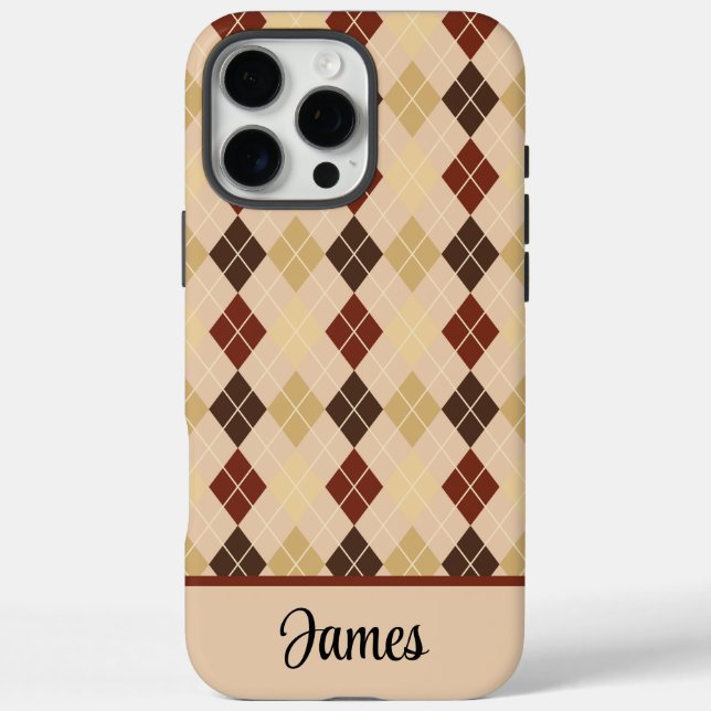 Personalise Beige Argyle iPhone / iPad case (Back)