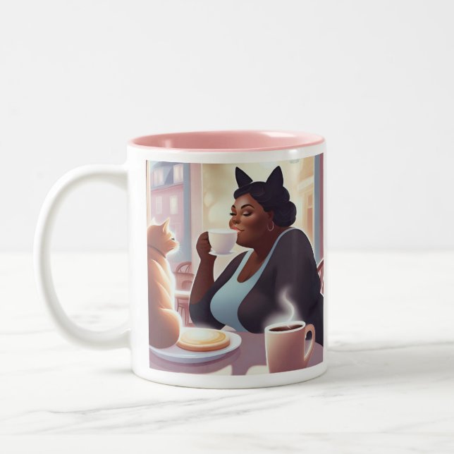 Personalise Best Cat Mum Ever  Two-Tone Coffee Mug (Left)