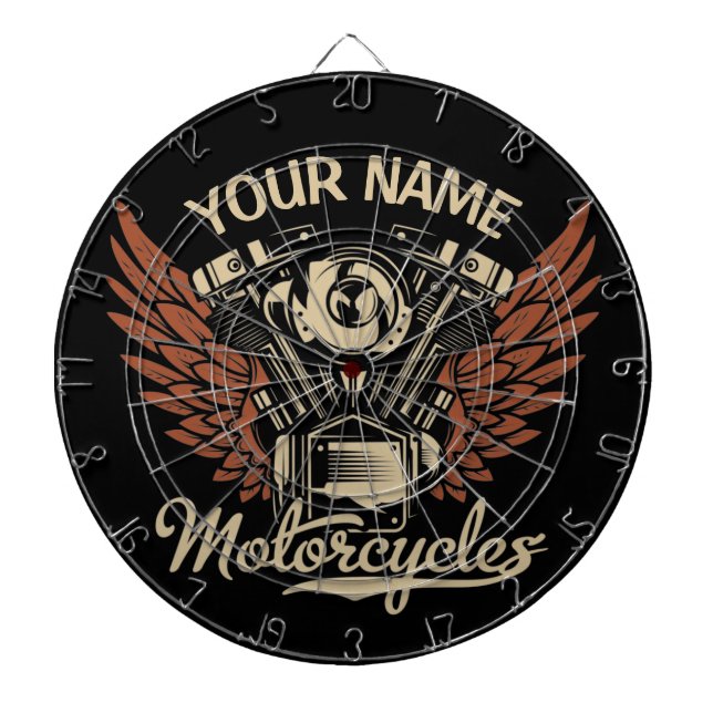  Personalise Biker Motorcycles Motor Wings Garage  Dartboard (Front)