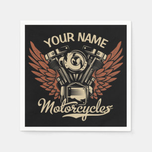  Personalise Biker Motorcycles Motor Wings Garage  Napkin