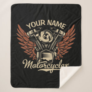  Personalise Biker Motorcycles Motor Wings Garage  Sherpa Blanket