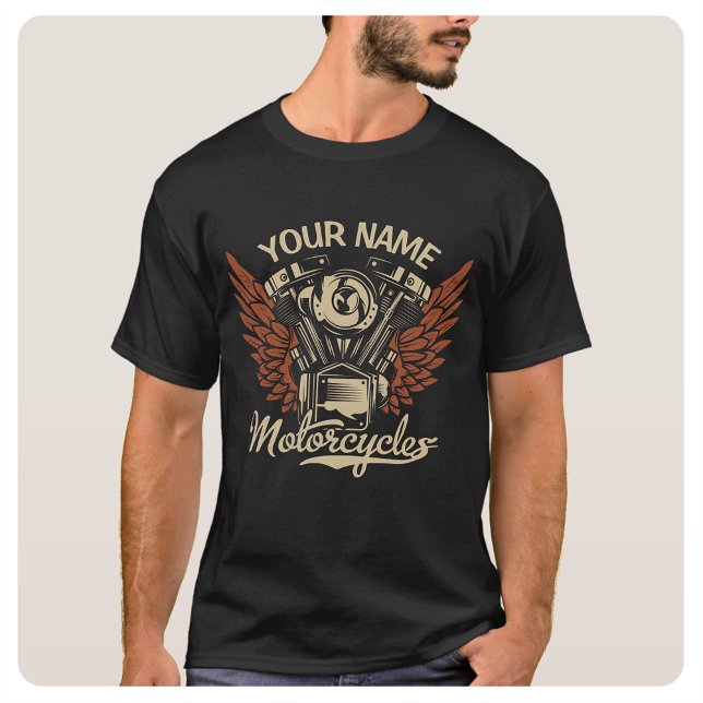  Personalise Biker Motorcycles Motor Wings Garage  T-Shirt (Creator Uploaded)