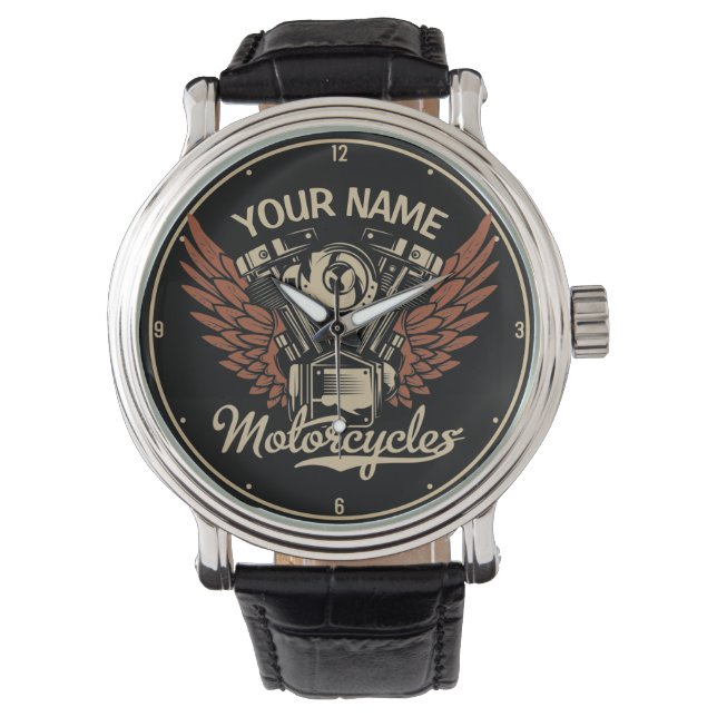  Personalise Biker Motorcycles Motor Wings Garage  Watch (Front)