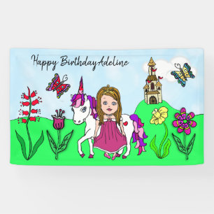 Personalise Birthday Banner Princess and Unicorn
