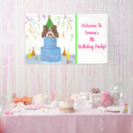 Personalise Birthday Cavalier King Charles Cake Banner