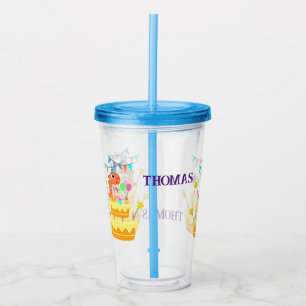Personalise Birthday Dinosaur  Acrylic Tumbler