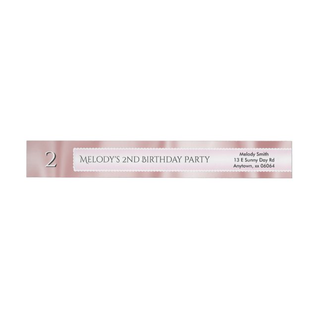 Personalise Birthday Faux Girly Pink Satin Fabric Wrap Around Label (Individual)