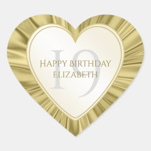 Personalise  Birthday  Faux Gold Satin Heart Heart Sticker