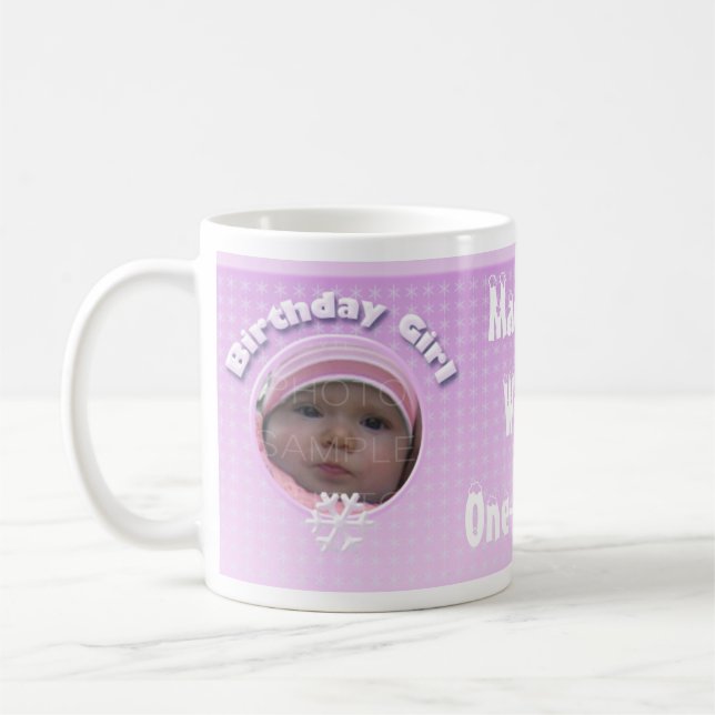 Personalise Birthday Girl Winter Onederland mug (Left)