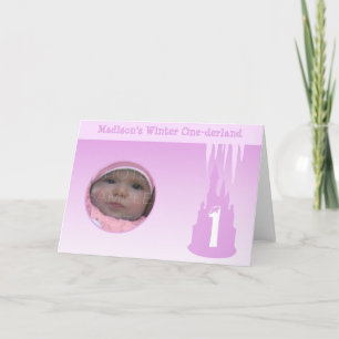 Personalise Birthday Girl Winter Onederland Photo Card
