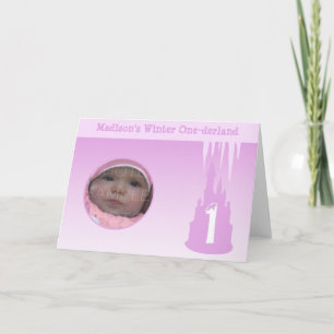 Personalise Birthday Girl Winter Onederland Photo Card