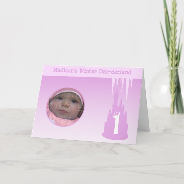 Personalise Birthday Girl Winter Onederland Photo Card (Front)