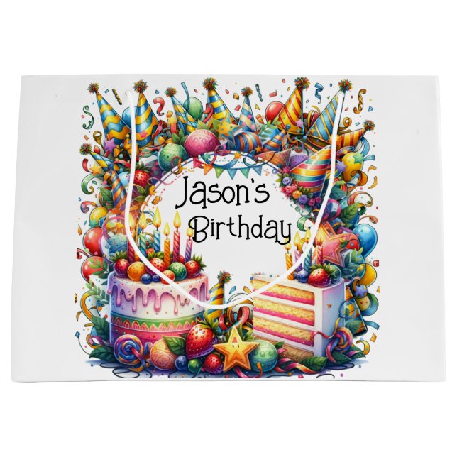 Personalise Birthday Party  Large Gift Bag (Front)