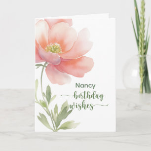 Personalise Birthday Wishes Her Watercolor Flo Card