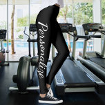 Personalise Black And White (or change text/colour Leggings<br><div class="desc">Easy to Design Your Own Personalised Custom Made leggings from Ricaso - add your own text - change the background colour and text colour and font by clicking on customise</div>