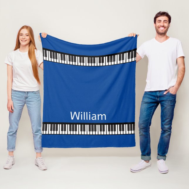 Personalise  Black and white piano keys Fleece Blanket (In Situ)