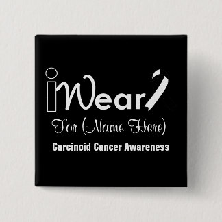 Personalise Black and White Ribbon Carcinoid Cance 15 Cm Square Badge