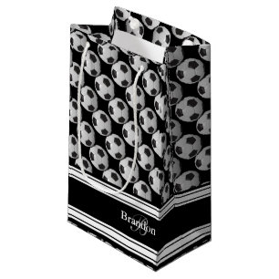 Personalise Black and White Soccer Balls Small Gift Bag