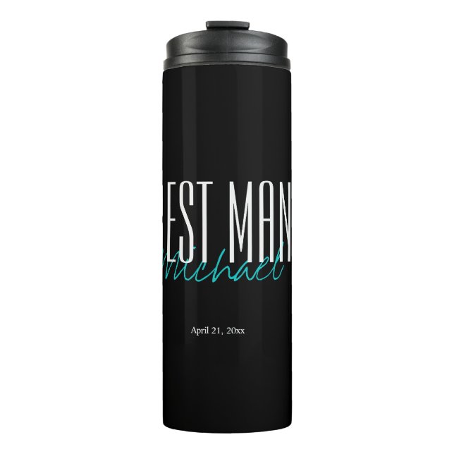 Personalise Black & Blue Best Man Thermal Tumbler (Front)