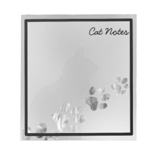 Personalise Black Cat Paw Prints For Cat Lovers Notepad