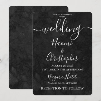 Personalise: Black Dark Grunge Texture Wedding Invitation