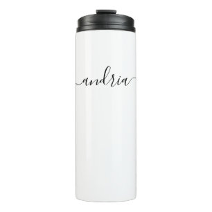 Personalise Black Script Name Thermal Tumbler