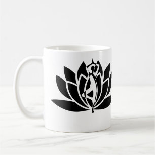 Personalise Black & White Lotus Flower & Yoga Pose Coffee Mug