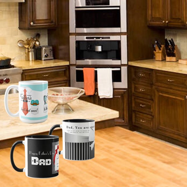 Personalise Black White Red Happy Fathers Day Dad Mug (Creator Uploaded)