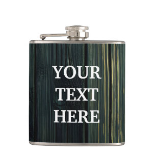 Personalise Black Wood Hip Flask