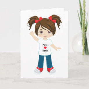 Personalise Blank Card Brunette Girl