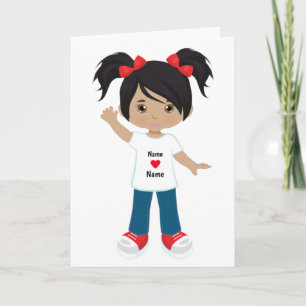 Personalise Blank Card Multicultural Girl