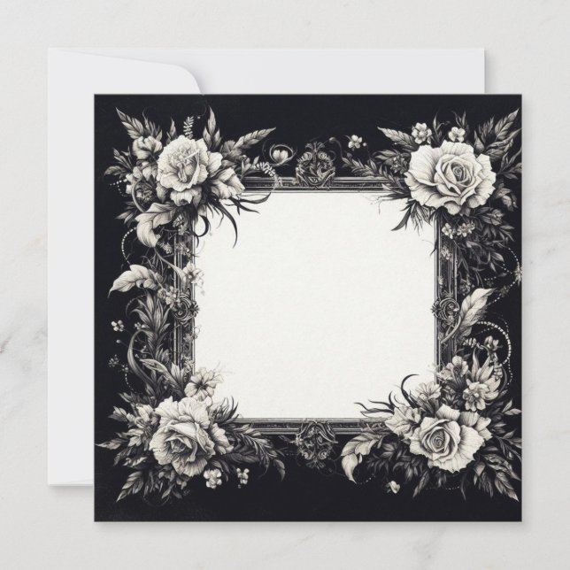 Personalise Blank Card Template Goth Floral (Front)