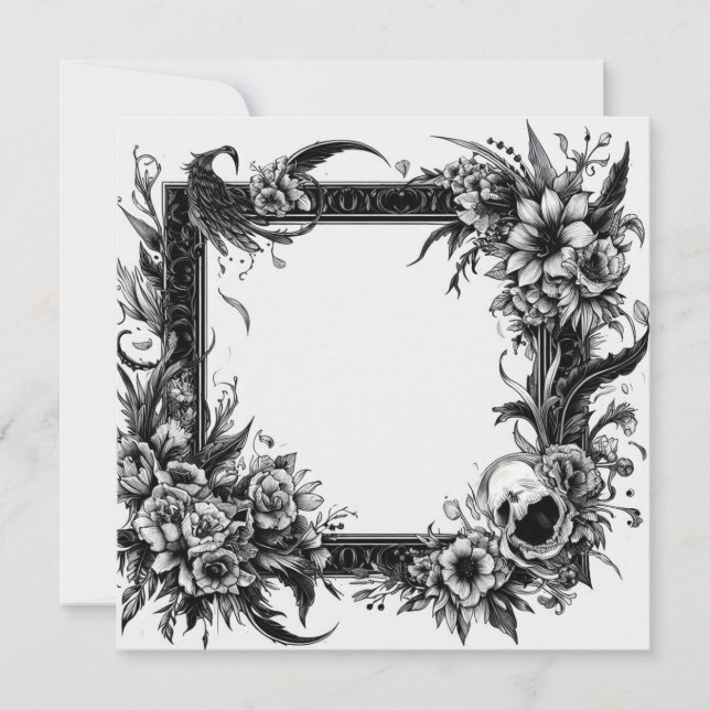 Personalise Blank Card Template Goth Floral (Front)