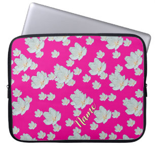 Personalise Blossoms On Hot Pink               Laptop Sleeve