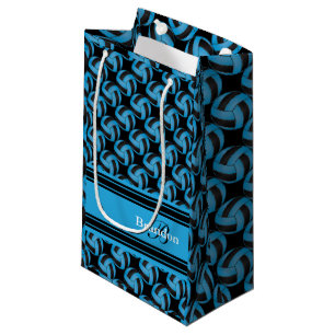 Personalise Blue and Black Volleyballs Small Gift Bag