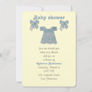 Personalise, Blue baby boy dress Invitation