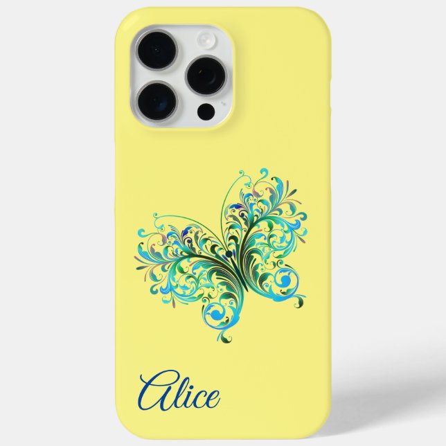 Personalise Blue Butterfly Case-Mate iPhone Case (Back)
