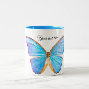 Personalise BLUE BUTTERFLY Two-Tone Coffee Mug