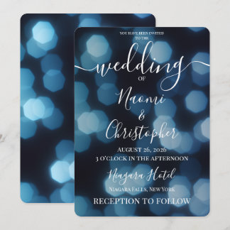 Personalise: Blue Celebration Bokeh Wedding Invitation
