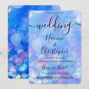 Personalise: Blue Dream Bokeh Wedding Invitation
