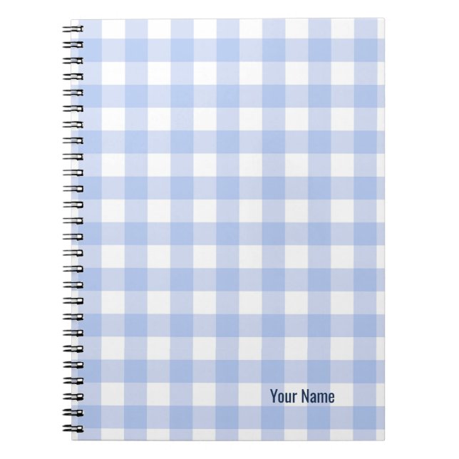 PERSONALISE Blue Gingham Pattern Notebook (Front)