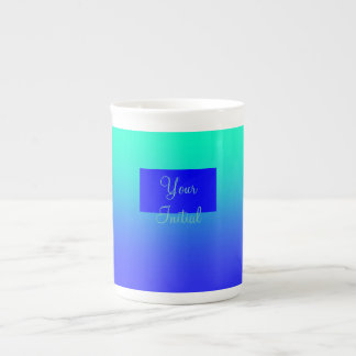 Personalise Blue Green Gradient  Bone China Mug