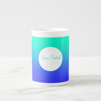 Personalise Blue Green White   Bone China Mug