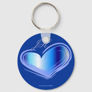 Personalise Blue Heart Keychain