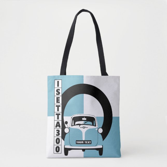 Personalise Blue Isetta Bubble Micro car tote Bag (Front)