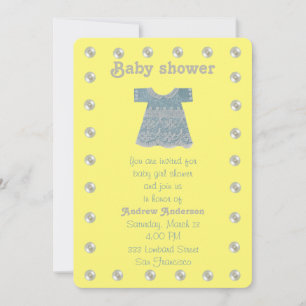 Personalise, Blue lase dress Invitation