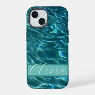 Personalise blue ocean waves iPhone 15 case