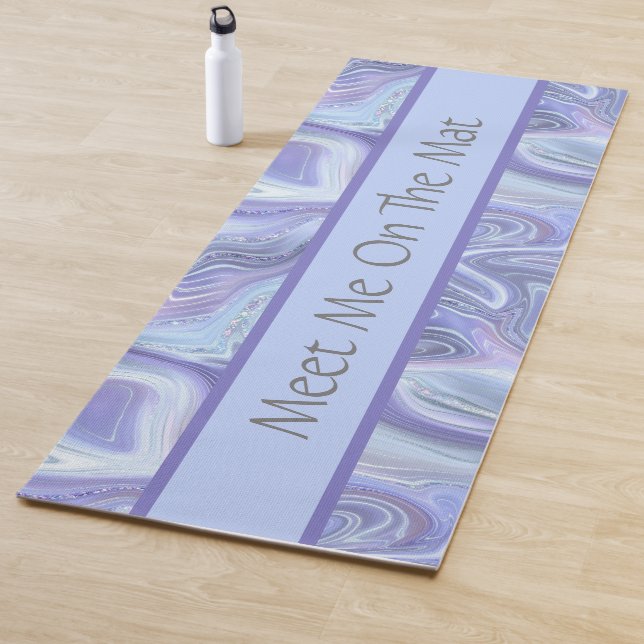 Personalise Blue Purple Silver Agate Marble Swirl  Yoga Mat (In Situ)