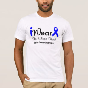 Personalise Blue Ribbon Colon Cancer T-Shirt